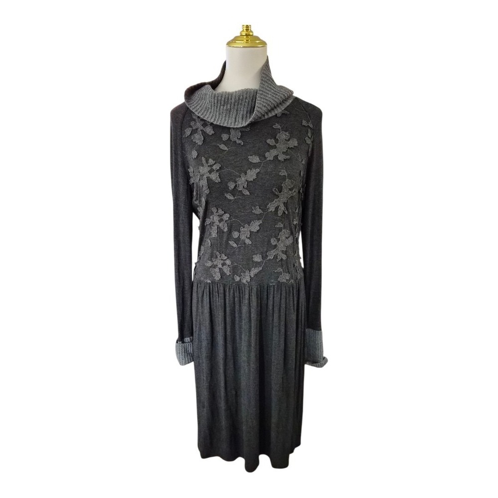 Max Mara Weekend Size L Jersey Dress Grey Wool Blend